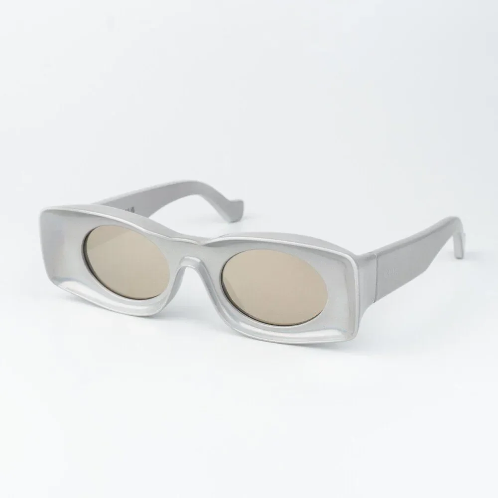 Loewe Paula's Ibiza Men Sunglasses Metallic Gold Mirror Rectangle LW40033I 24C